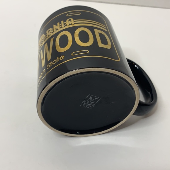 M-Ware Mug | Black Hollywood California Sunshine State Golden Letter Glass Cup - Picture 7 of 7